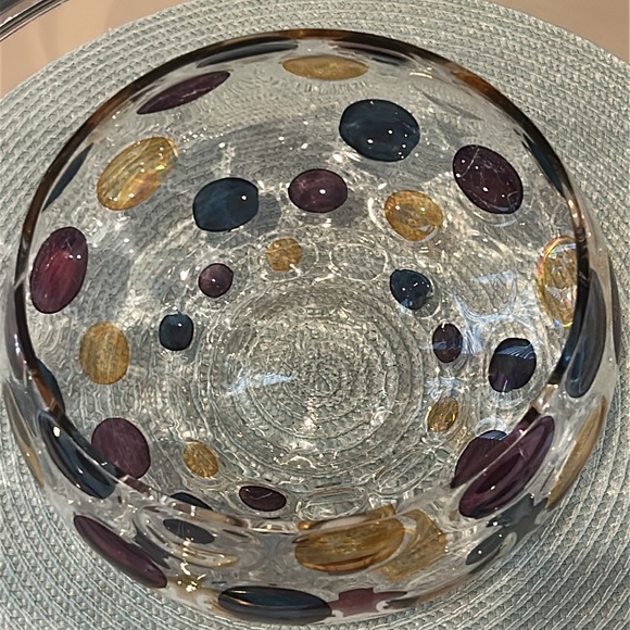 Vintage Mid Century Modern Colorful Glass Bowl, 7” Round - Picture 2 of 6